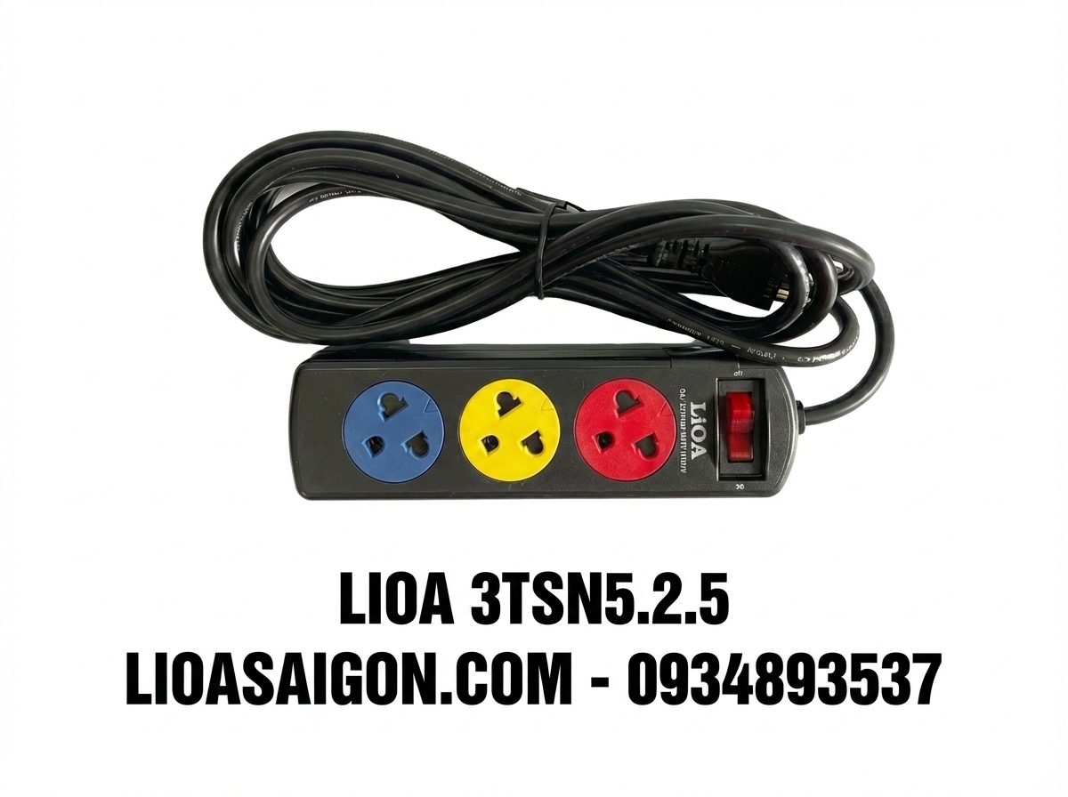 Ổ CẮM LiOA 3TSN5.2.5 3 LỖ CẮM DÂY DÀI 5M